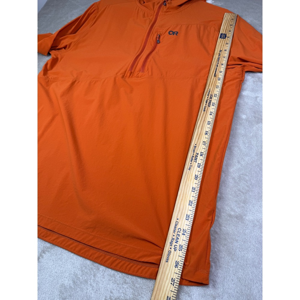 Outdoor Research Mens Large Orange Half Zip Hooded Softshell Breathable Jacket - Picture 9 of 10